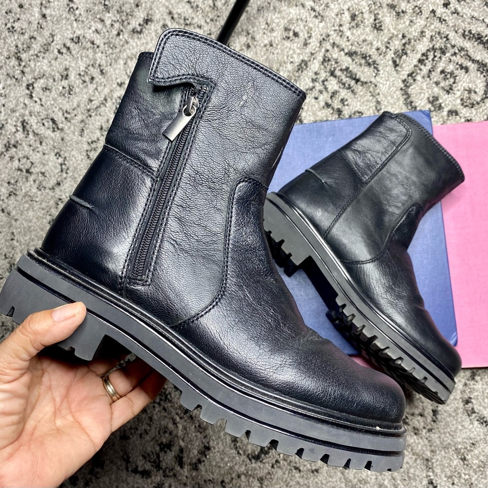 Volitale Soft Leather Biker Style Booties
